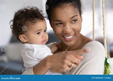 Happy Caring African American Mom Hold Little Baby Stock Image Image