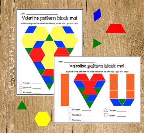 Valentine's Pattern Block Mats - Playdough To Plato