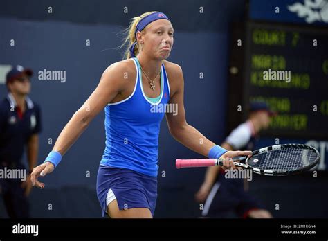 Belgian Yanina Wickmayer Pictured During The First Round Match Between