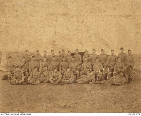 Group Portrait Of Thirty Two Men In Boer War Era Uniforms None Of The
