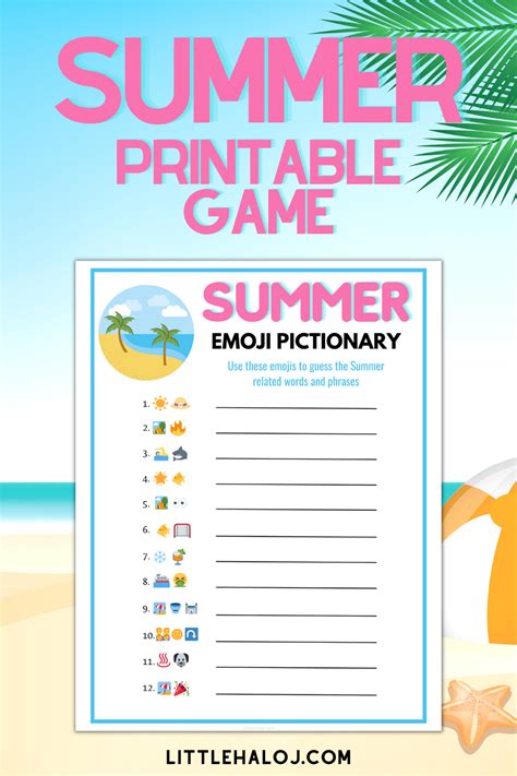 Make This Summer Fun With Our Summer Emoji Pictionary Printable Game