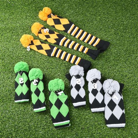 3pcs Kniting Head Covers Wool Pompom Golf Club Headcovers 1 Driver