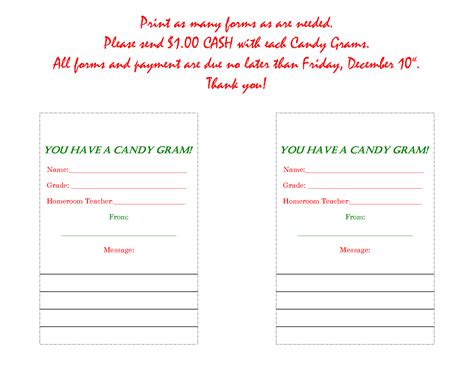 Time to decorate the christmas tree! CANDY GRAM Form Valentine Candy Gram Template View ...