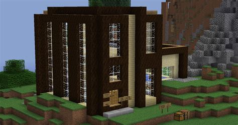 Large wood/ cobblestone house minecraft project. Wooden modern house Minecraft Project
