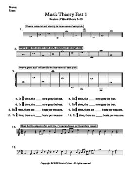 Wide range of music theory topics to choose from. Basic Music Theory Worksheets - Test 1 (Review of Sets 1-3 ...