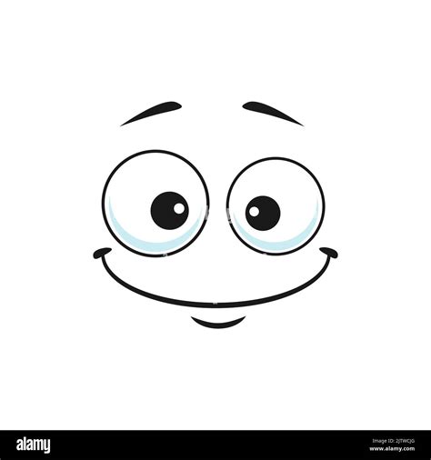 Cartoon Smiling Face Vector Funny Emoji With Friendly Scenery Smile And