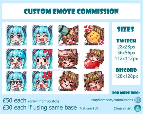 Custom Emote Commission Twitch Emotes Discord Emotes Streaming Emotes Chibi Anime Art Emote