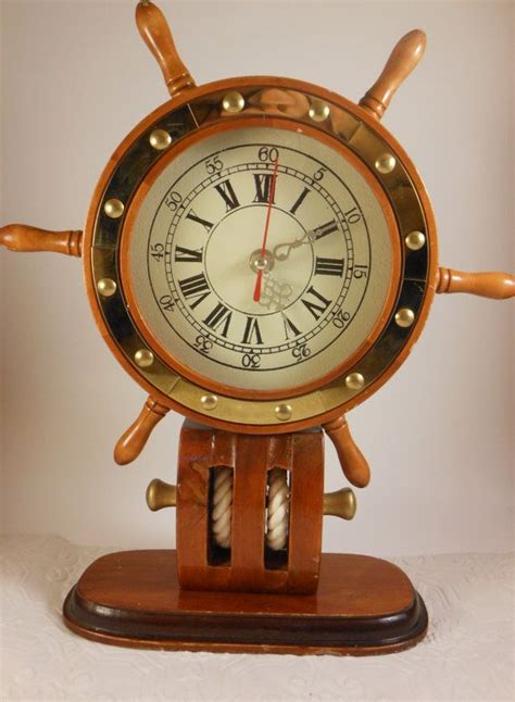 Ships Wheel Nautical Clock Mantle Clock Beach House Decor Etsy
