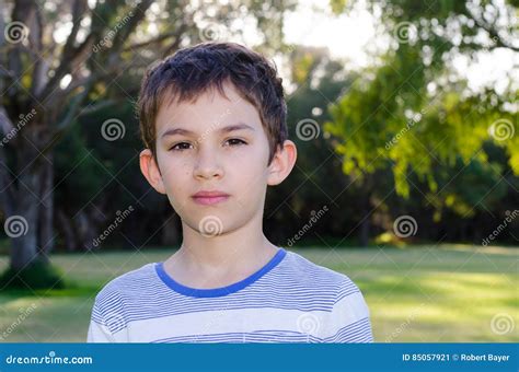 Portrait Young Boy Thoughtful Look Stock Image Image Of Face