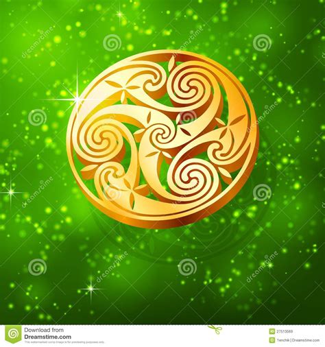 Magic Golden Triskel On Green Background Stock Illustration ...
