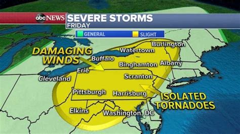 Damaging Winds Hail And Isolated Tornado Possible In Northeast Friday