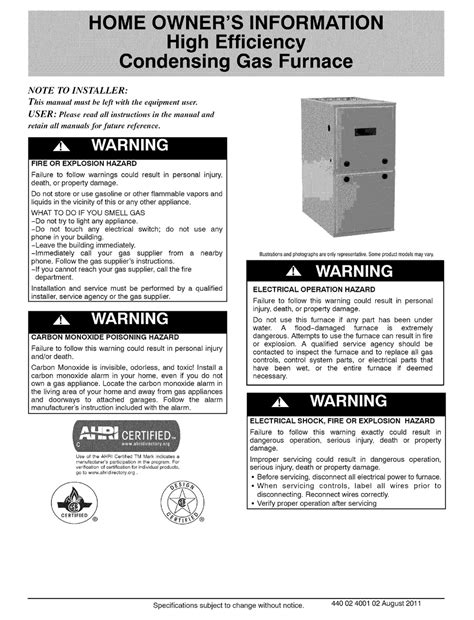 Icp Gas Furnace Owners Information Pdf Download Manualslib
