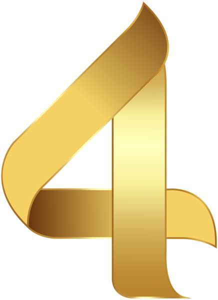 The Number Four In Gold With A Ribbon Around Its Edges As Well As An