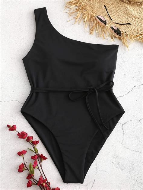 Buy Belted One Shoulder One Piece Swimsuit In The Online Store