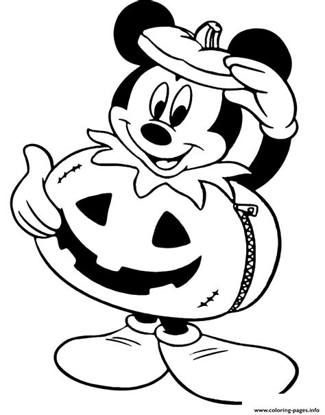 Mickey As A Pumpkin Disney Halloween Coloring Page Printable
