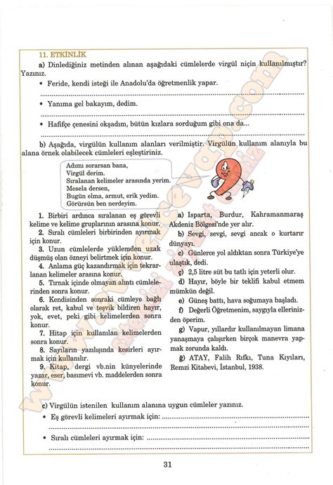Sinif Turkce Ders Kitabi Anittepe Yayincilik Sayfa Cevaplari