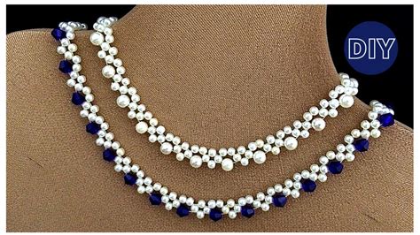 How To Make Elegant Necklace With Beads Crystal Beads Necklace Tutorial Beaded Necklace Diy