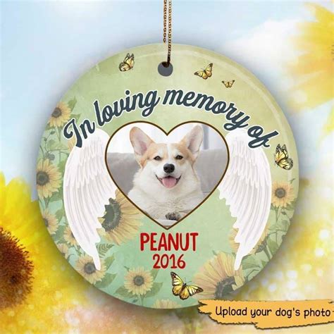 Personalized In Loving Memory Dogs Memorial Photo Circle Ornament Pet