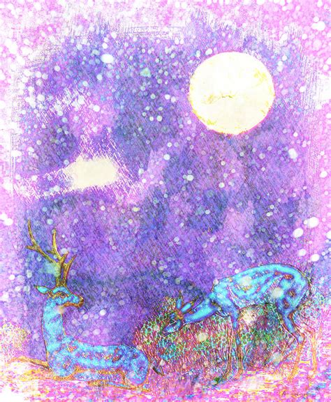 Moonset Over Blue Deer Iii Digital Art By Anastasia Savage Ealy