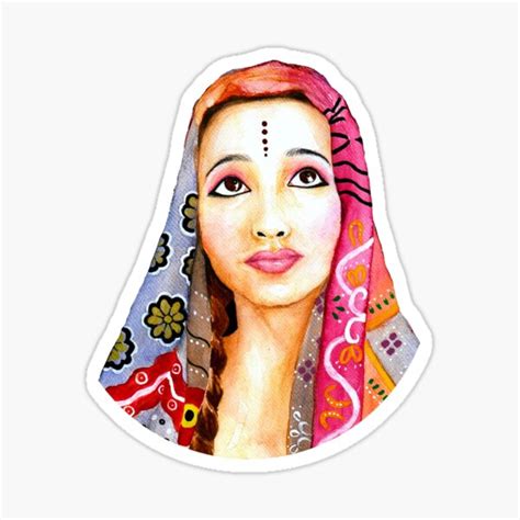 Indian Girl Portrait Painting Sticker By Almonda Redbubble