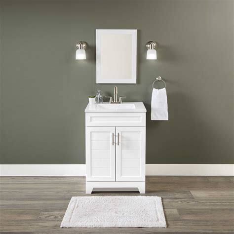 Style Selections Kirkman 24 In White Single Sink Bathroom Vanity With White Cultured Marble Top