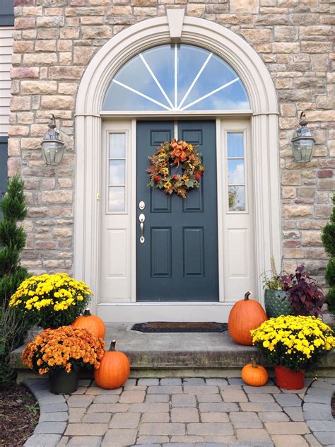 Fall Front Porch Fall Front Step Decorating With Pumpkins And Mums