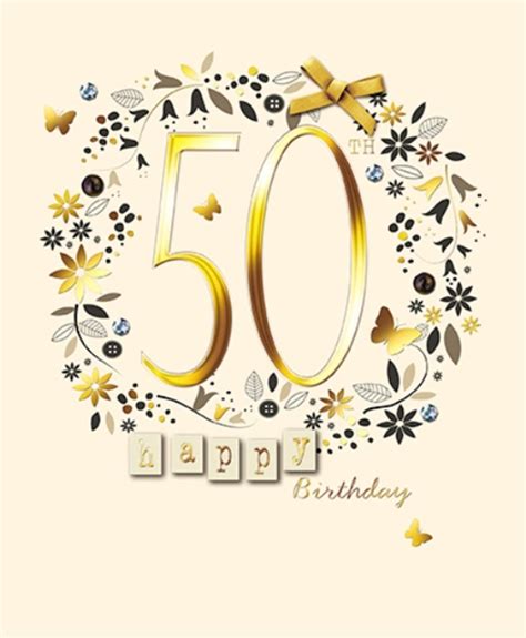 Happy 50th Birthday Embellished Greeting Card Cards
