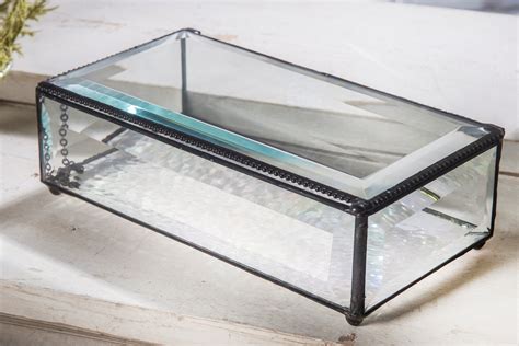 Clear Glass Box Crystal Beveled Jewelry Box Large Glass Etsy