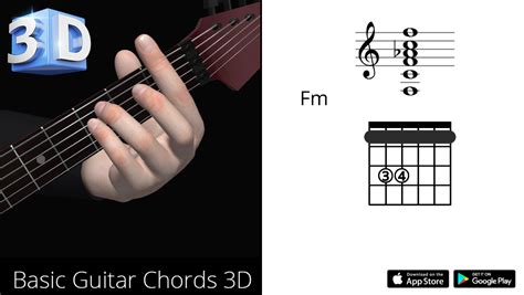 Guitar 3d Chords Fm Fa Minor Polygonium
