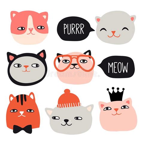 Funny Cats Collection Stock Vector Illustration Of Fabric 133965992