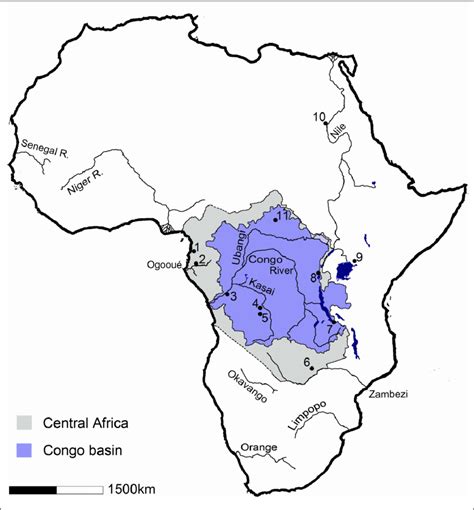 Africa Showing Major Rivers And The Location Of The Study Area The