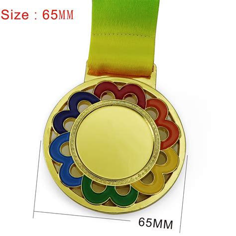 1pcs Dia 65mm Double Middle Blank Gold Color Medals With Colorful