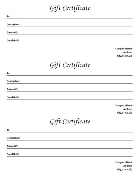To fill in certificate details, double click on each line of text and type your text. Gift Certificate Template - Blank Microsoft Word Document