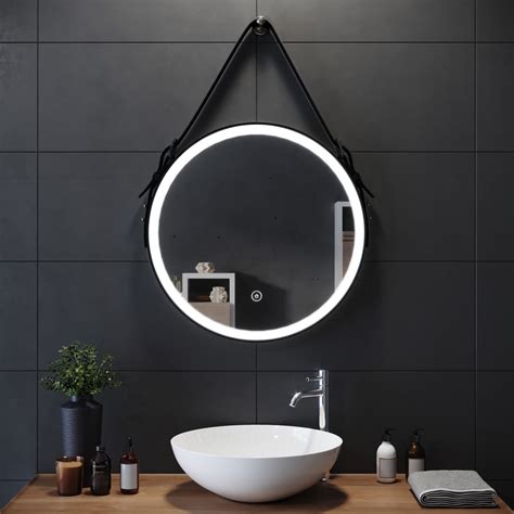 Round Led Illuminated Bathroom Mirror With Demister Modern Designer