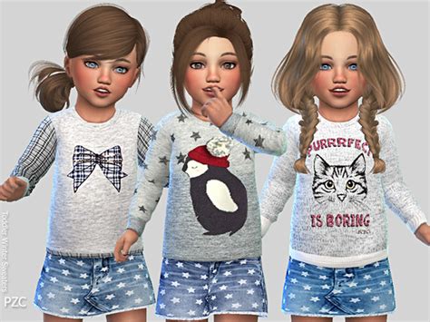 Pinkzombiecupcakes Toddler Winter Sweaters Sims 4 Toddler Clothes