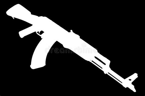 Ak 47 Assault Rifle Black Silhouette Stock Illustration