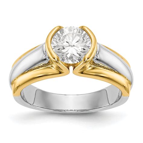 14k Two Tone Bezel Solitaire Engagement Ring Mounting Solitaire