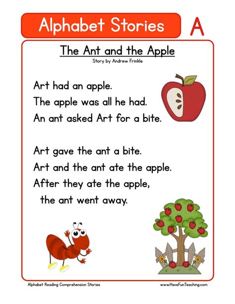 Oxford reading tree & levels. Alphabet Stories Letter A Reading Comprehension Worksheet ...