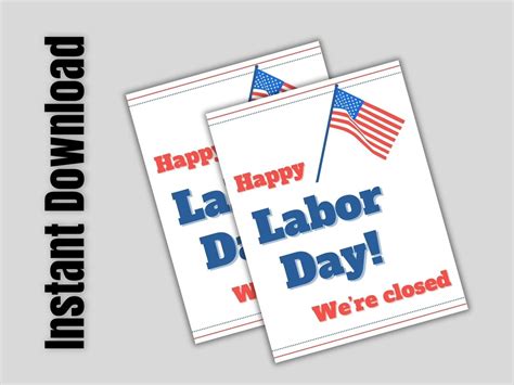 Printable Closed For Labor Day Sign Closed Sign Small Etsy