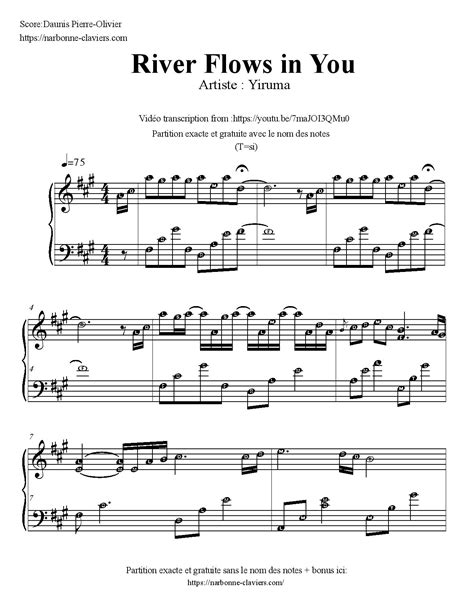 Yiruma River Flows In You Partition Gratuite Free Sheet Music