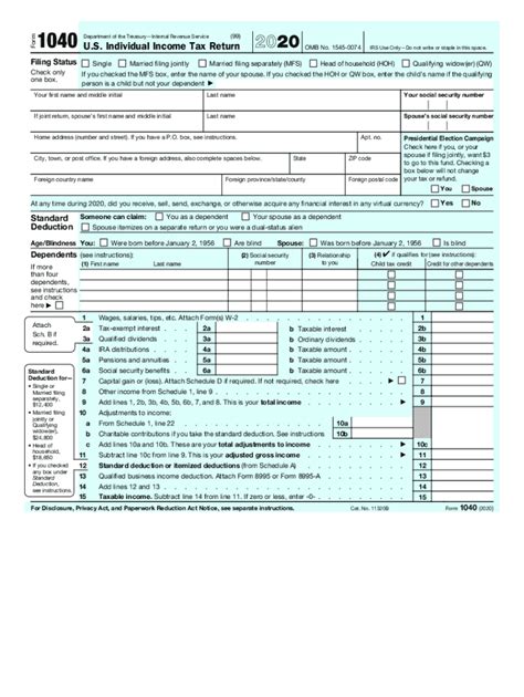 1040 Tax 2020 2024 Form Fill Out And Sign Printable Pdf Template