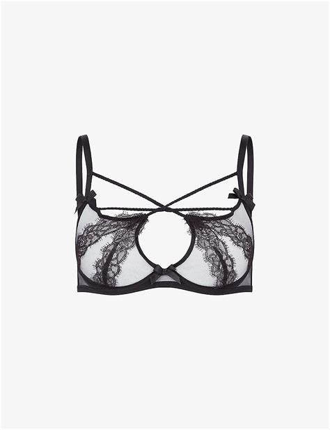 Agent Provocateur Nyxie Strappy Mesh Underwired Bra In Blacksand Modesens