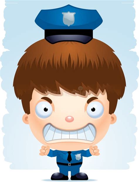 Angry Cartoon Boy Police Officer Stock Vector Illustration Of Badge