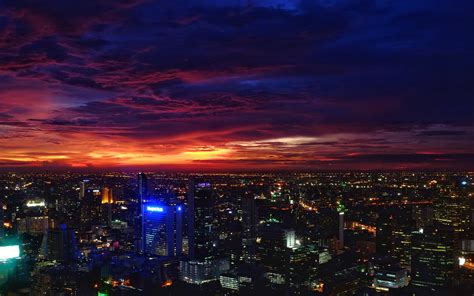 Download Wallpaper 3840x2400 Night City Sunset Buildings