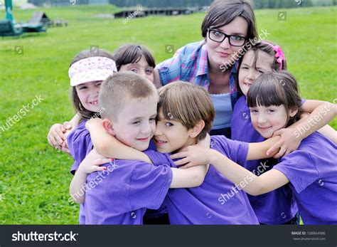 Happy Preschool Kids Group Have Fun Stock Photo 108864986 Shutterstock