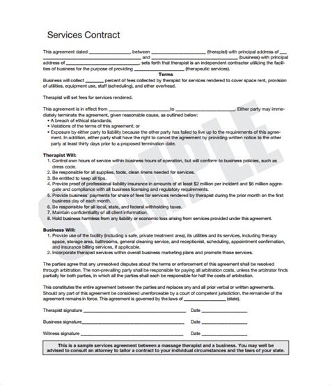 Massage Therapist Independent Contractor Agreement Template Pdf Template