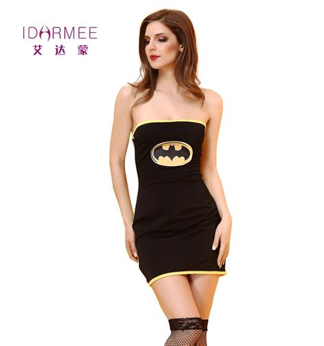 Idarmee Black Batman Costume Adult Women Halloween Costume Out Off Shoulder Sexy Cosplay Cubwear
