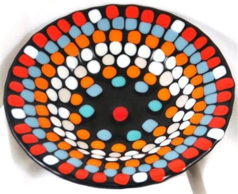 Fused Glass Bowl Colored Dots In Black By Shimmeringglass On Etsy 85