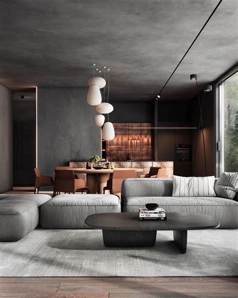 Industrial Interior With Copper Accents On Dark Tone Decor Design Swan