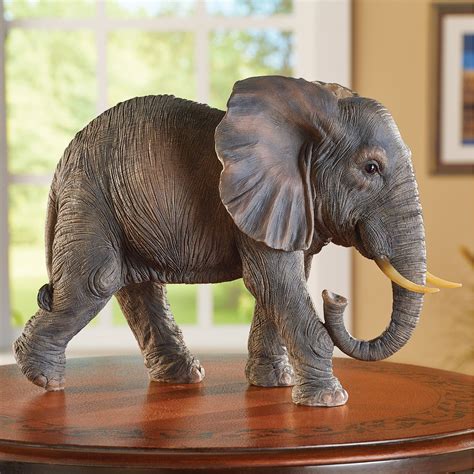 Elephant with Tusks Hand-Painted Decorative Figurine with Authentic